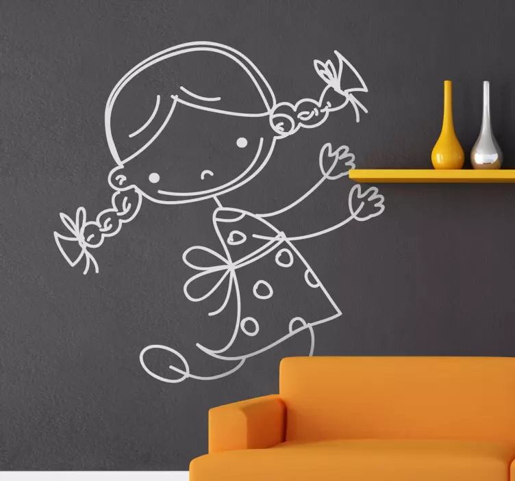 αυτοκόλλητο παιδάκι σκίτσο κοριτσάκι - TenStickers