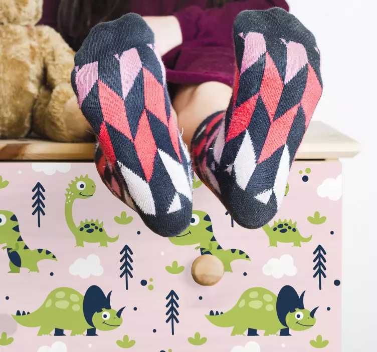 αυτοκόλλητο με μικρά πράσινα έπιπλα δεινοσαύρων - TenStickers