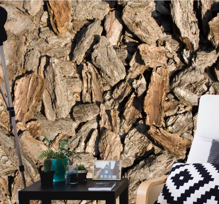 Αυτοκόλλητο τοίχου σαλονιού υφή φλοιού φόντο - TenStickers