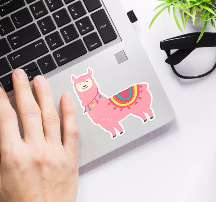 Αυτοκόλλητο με το llama rose laptop - TenStickers