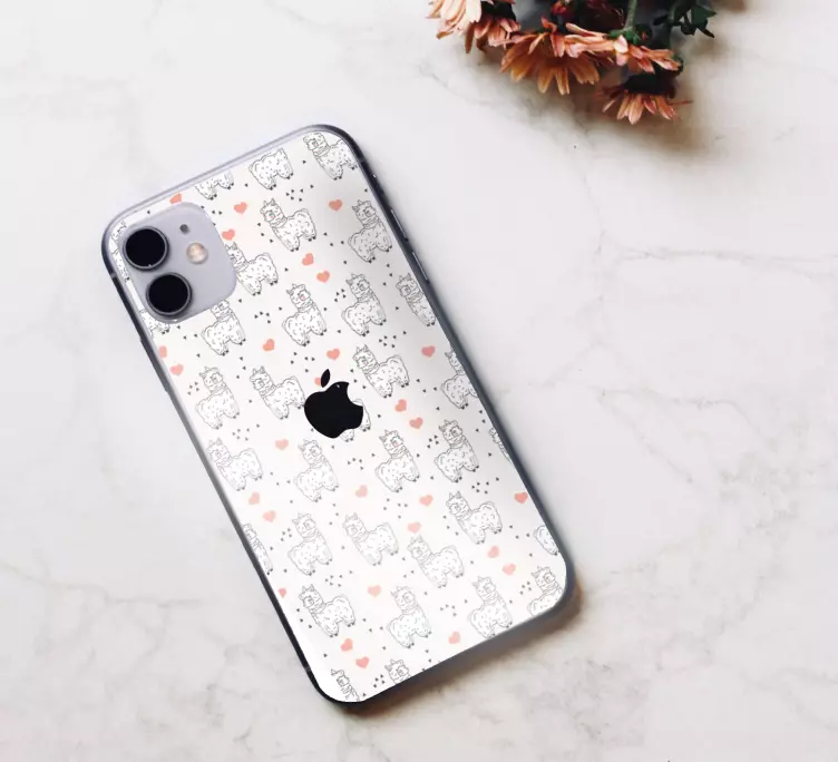 αυτοκόλλητο llamas με καρδιές iphone - TenStickers