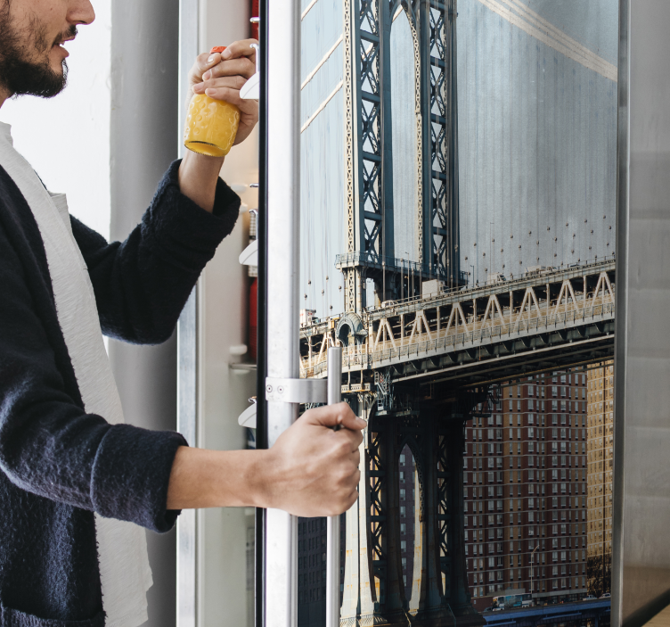 αυτοκόλλητα ψυγεία θέα στη γέφυρα του Μανχάταν - TenStickers