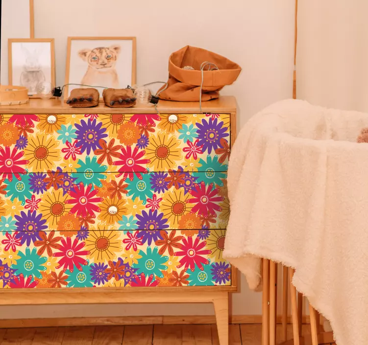 αυτοκόλλητο με πολλά λουλούδια έπιπλα - TenStickers