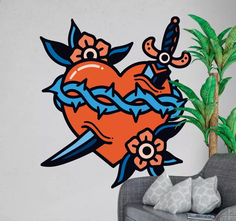 Αυτοκόλλητο αγάπης καρδιά και λεπίδα - TenStickers