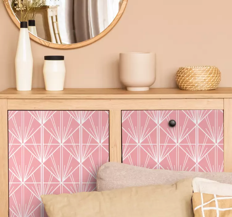 μοντέρνο ροζ και λευκό μοτίβο αυτοκόλλητο επίπλων - TenStickers