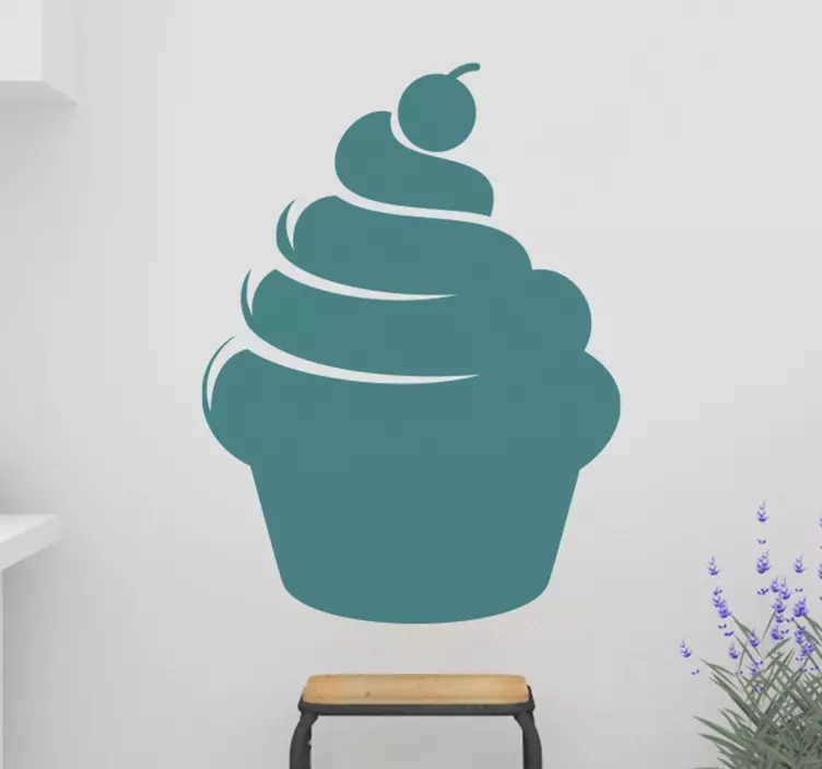 αυτοκόλλητο μονόχρωμο cupcake με κεράσι - TenStickers