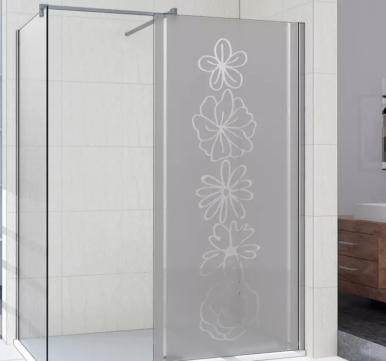 Αυτοκόλλητο με οθόνη ντους με μονόχρωμα λουλούδια - TenStickers