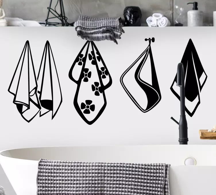 αυτοκόλλητο μπάνιο σετ πετσέτες μονόχρωμης - TenStickers