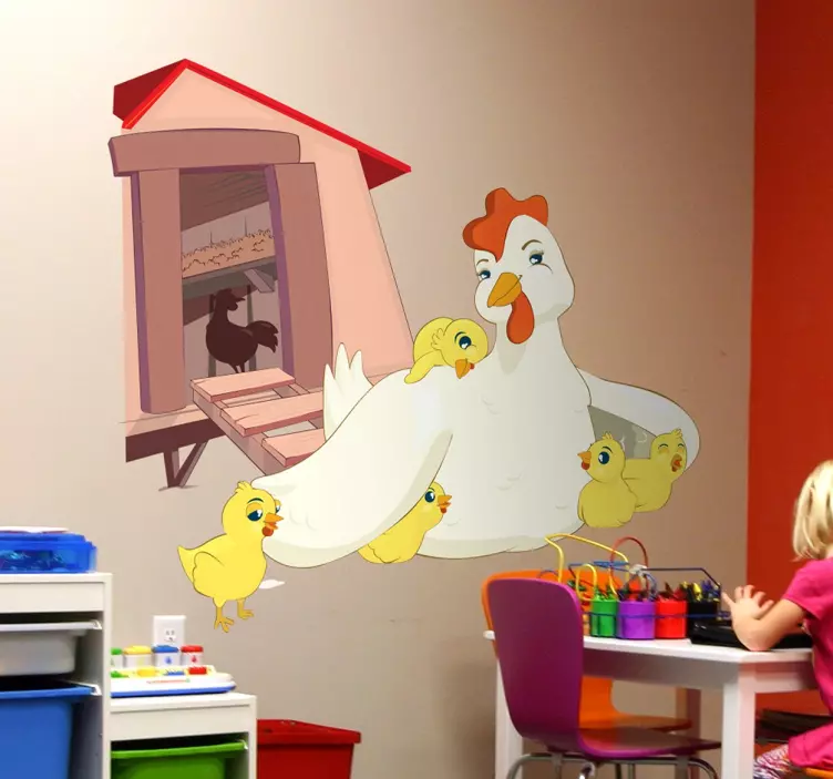 αυτοκόλλητο, κότα και νεοσσοί - TenStickers