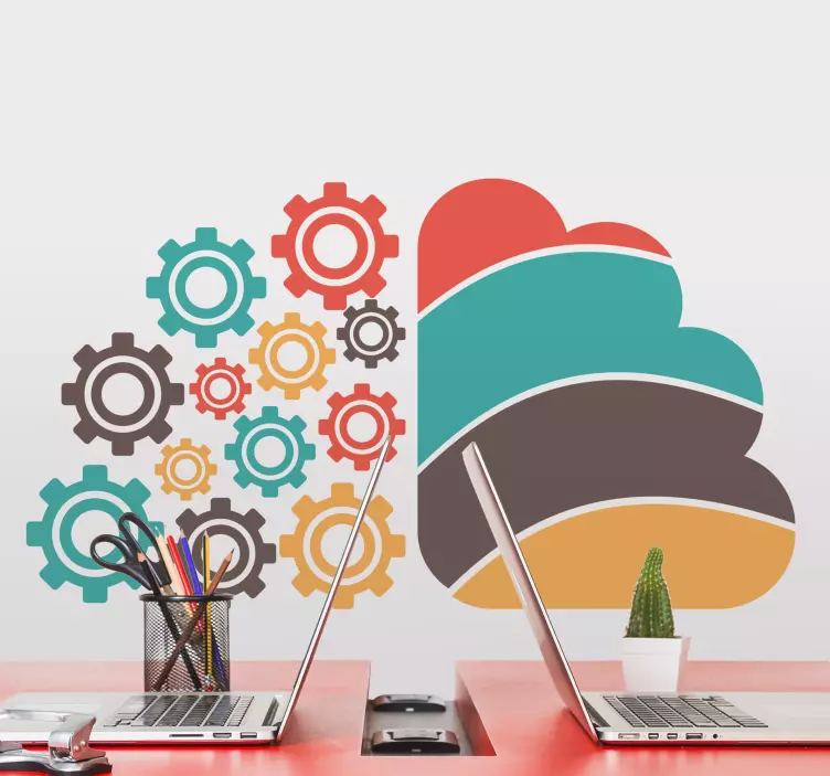 αυτοκόλλητο γραφείου πολύχρωμων εργαλείων εγκεφάλου - TenStickers