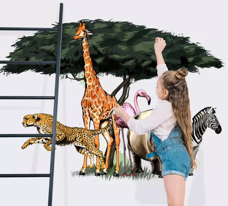 πολύχρωμα ζούγκλα ζώα άγρια ζώα - TenStickers