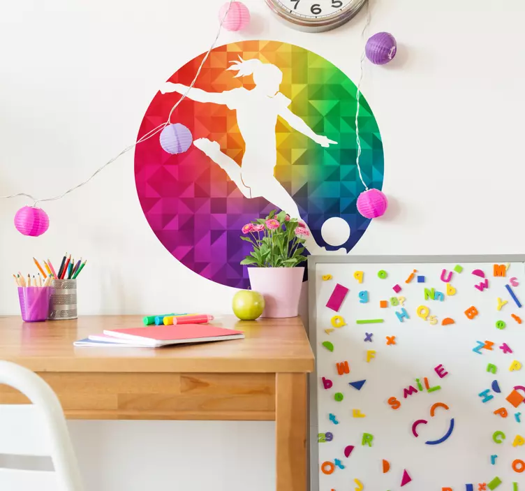 αυτοκόλλητο πολύχρωμο γυναικείο ποδοσφαιριστή - TenStickers