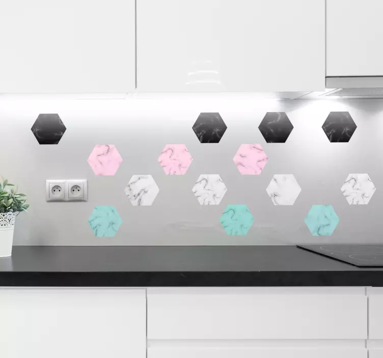 πολύχρωμα αυτοκόλλητα τοίχου από μάρμαρο - TenStickers