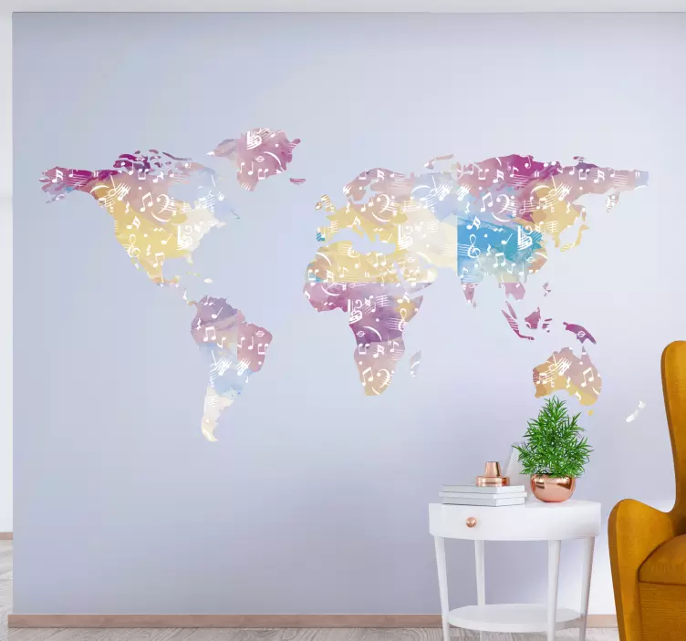 αυτοκόλλητο μουσικό όργανο παγκόσμιος χάρτης παγκόσμιος χάρτης - TenStickers