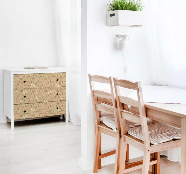 αυτοκόλλητο έπιπλα μοτίβο φθινοπωρινών λουλουδιών - TenStickers