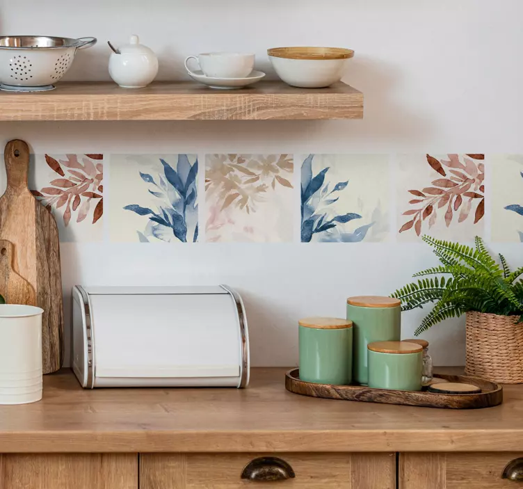 αυτοκόλλητο πλακάκια λουλουδάτο μοτίβο ακουαρέλας - TenStickers