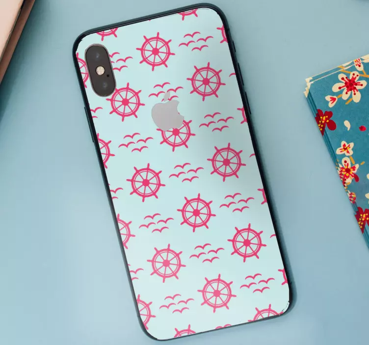 αυτοκόλλητο για ναυτικό τιμόνι σε μοτίβο chevron iphone - TenStickers