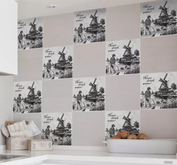 μην πίνετε ποτέ νερό με αυτοκόλλητο πλακιδίων - TenStickers