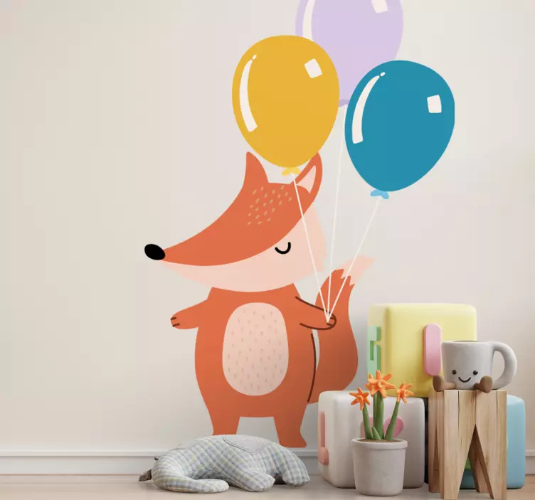 σκανδιναβική αλεπού με μπαλόνια εικονογράφηση μπαλόνια - TenStickers