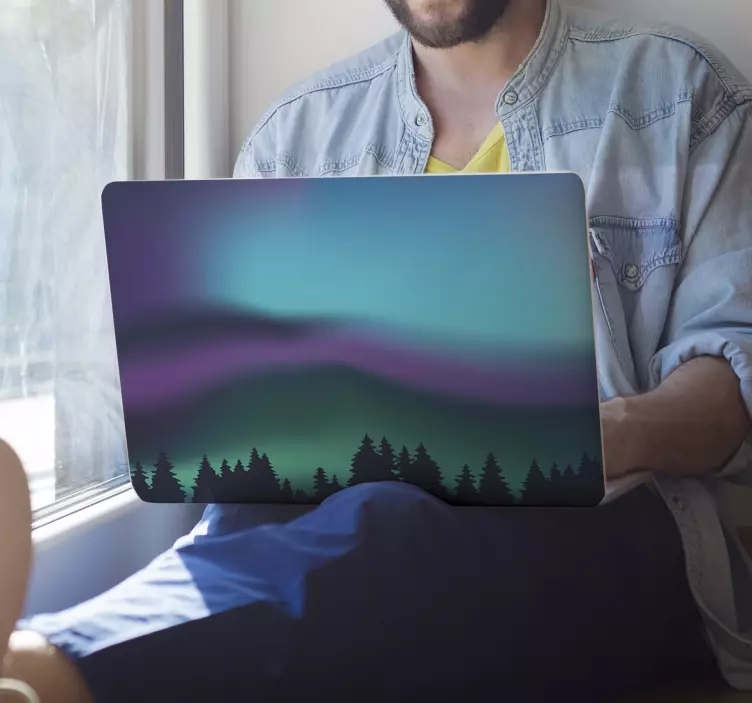 Αυτοκόλλητο με ένα φορητό υπολογιστή για βόρειο φωτισμό - TenStickers