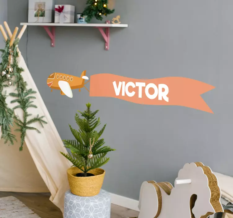 πορτοκαλί στρατιωτικό αεροπλάνο με όνομα decal - TenStickers