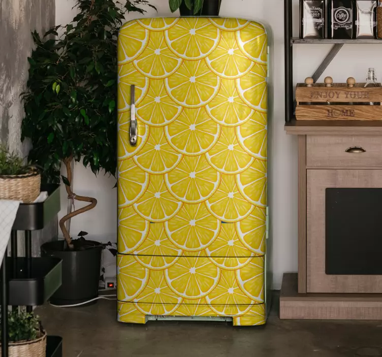 αυτοκόλλητο ψυγείο πορτοκαλί μοτίβο - TenStickers