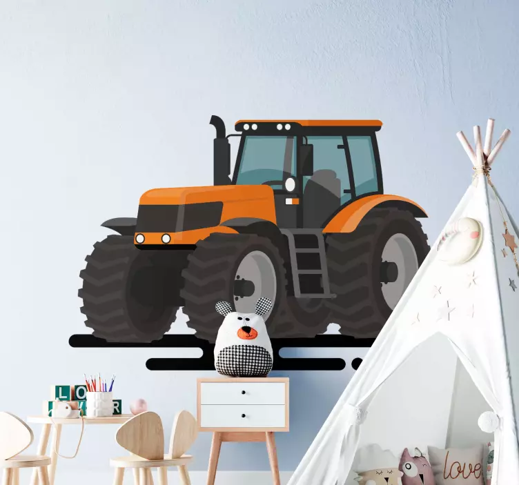 αυτοκόλλητο πορτοκαλί τρακτέρ παιχνίδι - TenStickers