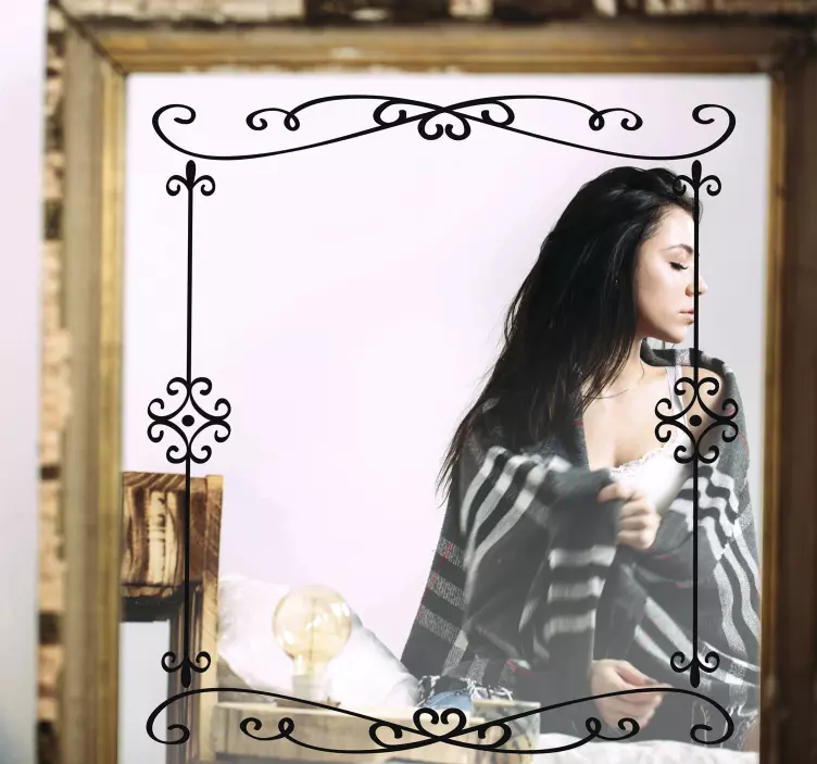 αυτοκόλλητο πλαίσιο διακοσμητικό μαύρο καθρέφτη - TenStickers