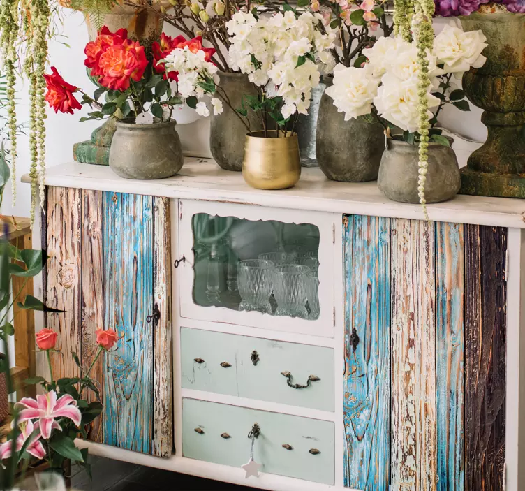 διακόσμηση τοίχου από σαλόνι από βαμμένο ξύλο - TenStickers