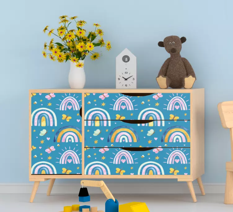 αυτοκόλλητο έπιπλα boho rainbows λουλούδια - TenStickers