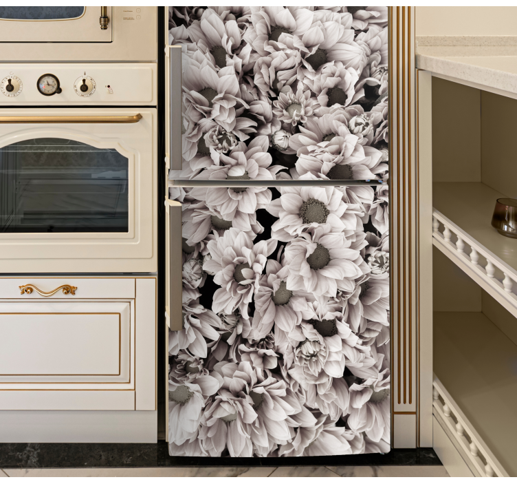 αυτοκόλλητο ψυγείο peony γκρι λουλούδια - TenStickers