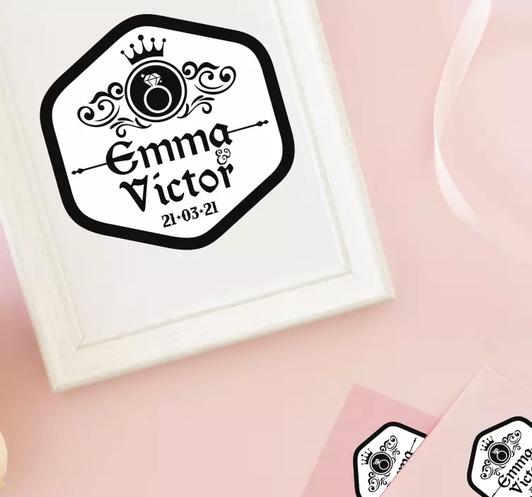 αυτοκόλλητο γάμου με εξατομικευμένο ζευγάρι - TenStickers