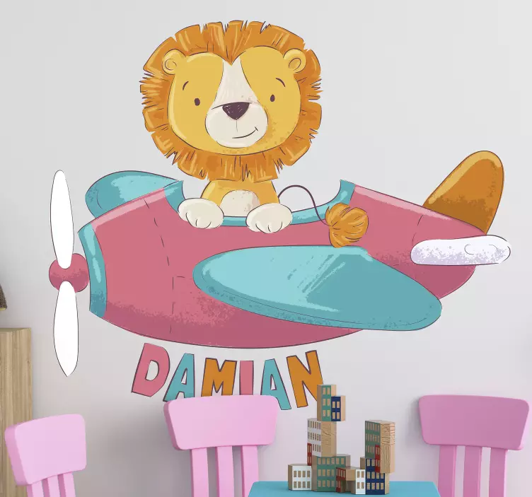 αυτοκόλλητο τοίχου με εξατομικευμένο λιοντάρι - TenStickers