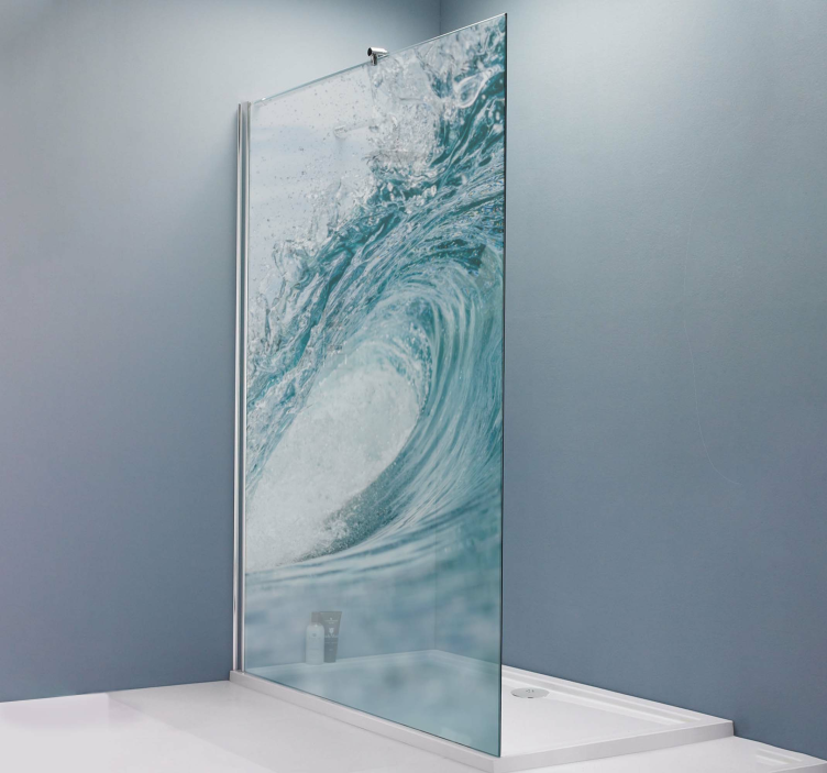 εικόνα στο εσωτερικό του κύματος στο αυτοκόλλητο ντους θάλασσας - TenStickers