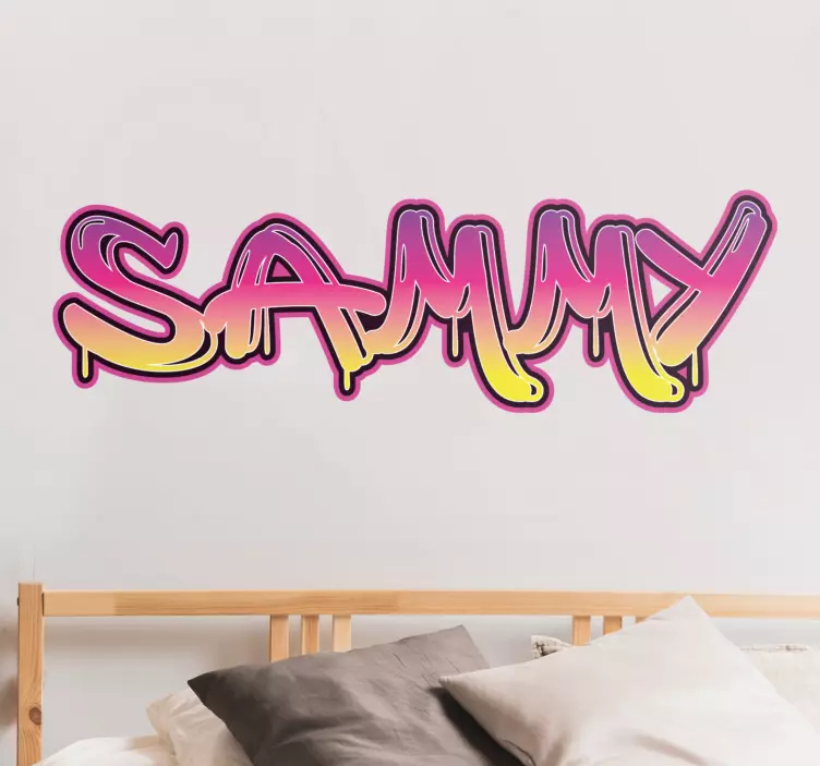 ροζ και κίτρινο αυτοκόλλητο με κείμενο γκράφιτι - TenStickers