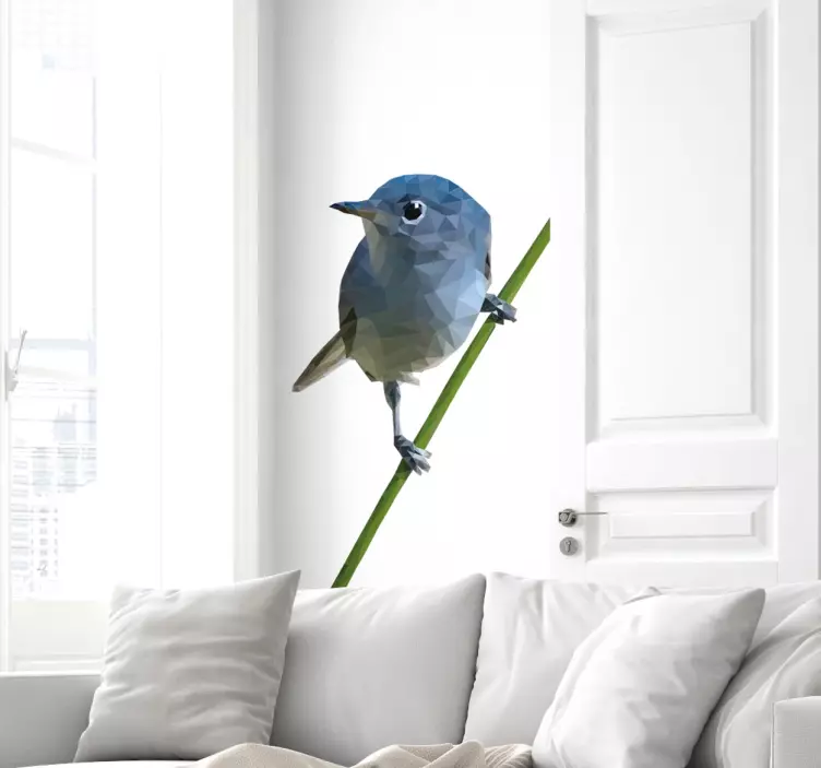 αυτοκόλλητο πολυγωνικό πουλί σε κλαδί - TenStickers