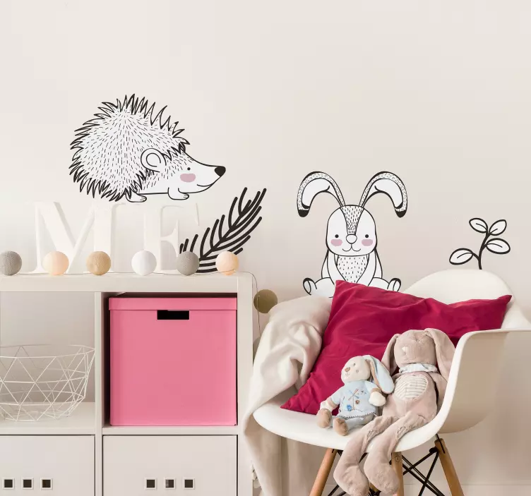 αυτοκόλλητο τοίχου από πορσελάνη και κουνέλια - TenStickers