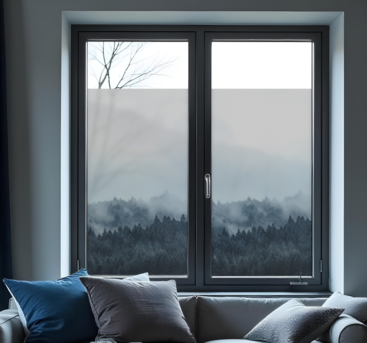 Αυτοκόλλητα Παράθυρα ομιχλώδες δάσος - TenStickers