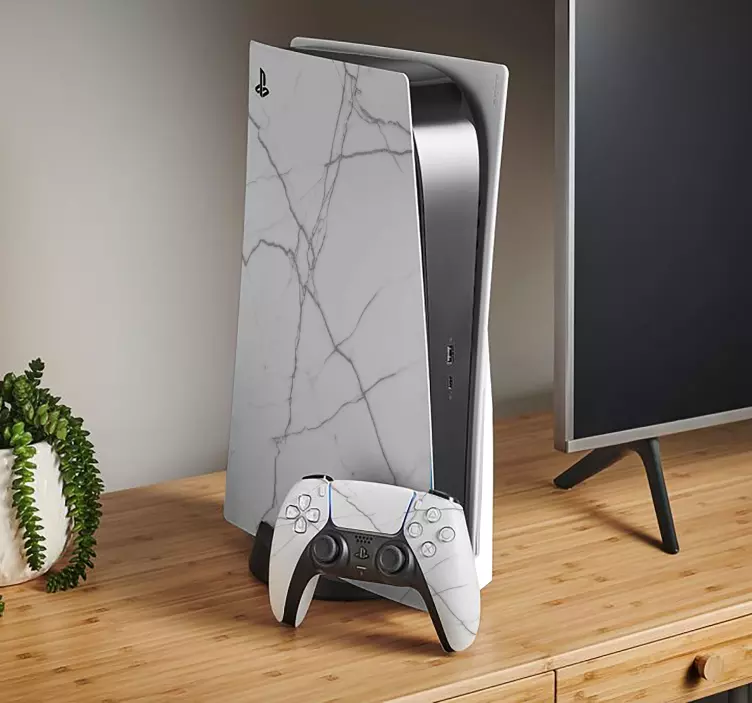 αυτοκόλλητο Ps5 λευκό μάρμαρο - TenStickers