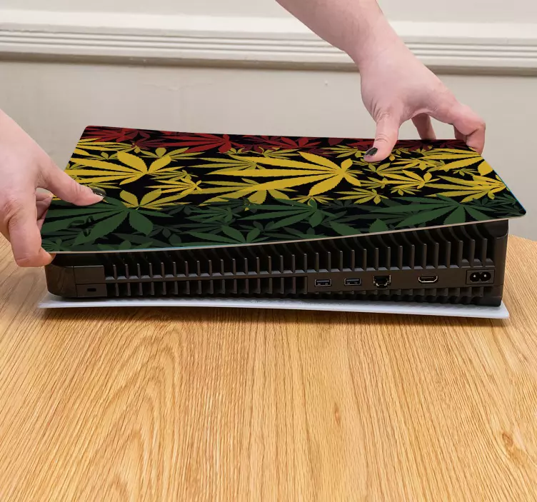 Αυτοκόλλητο ps5 με σχέδιο φύλλων - TenStickers