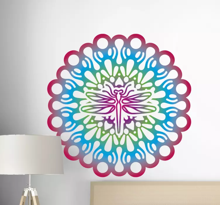 Psychedelic λιβελλούλη μάνταλα floral decal - TenStickers