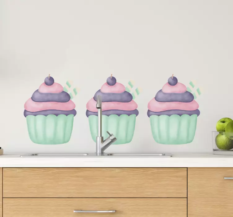 μωβ cupcakes τροφίμων decal - TenStickers