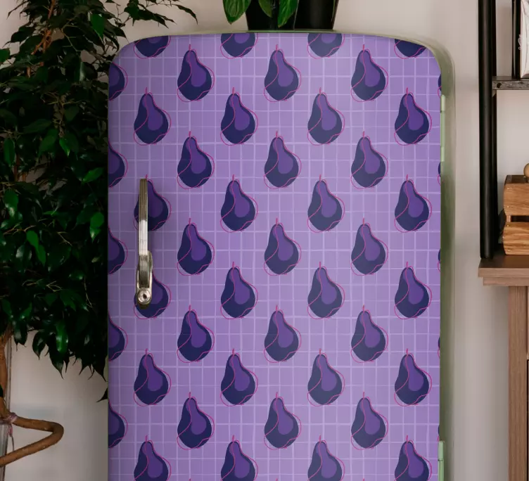 μωβ αχλάδι φρούτα doodle στυλ ψυγείο - TenStickers