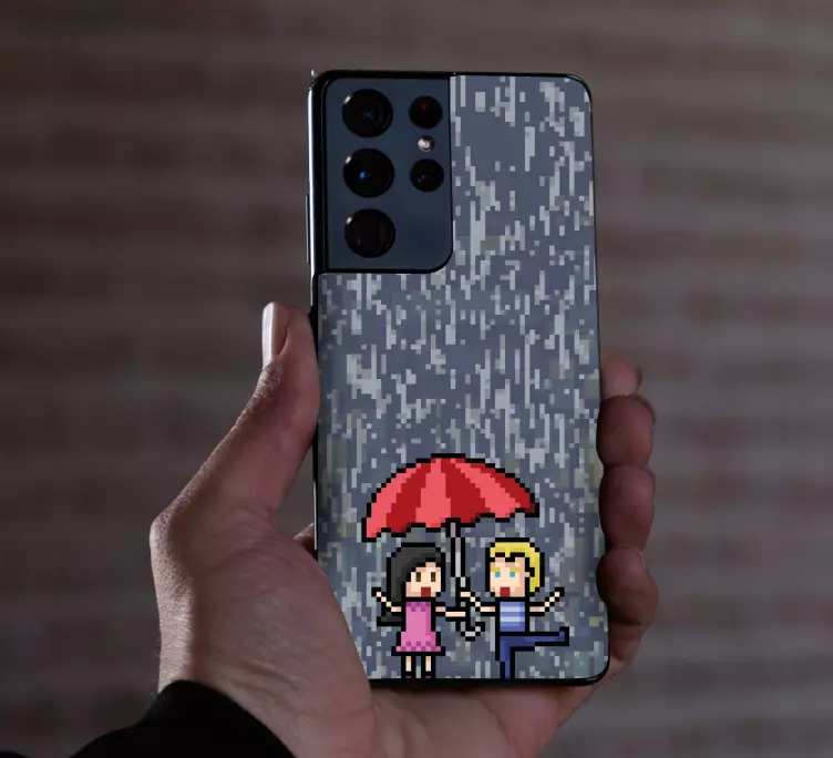 αυτοκόλλητο με βροχερές καρδιές σε ζευγάρι samsung - TenStickers