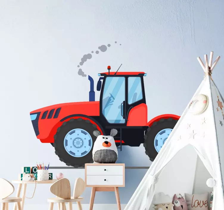 αυτοκόλλητο κόκκινο νέο τρακτέρ παιχνίδι - TenStickers