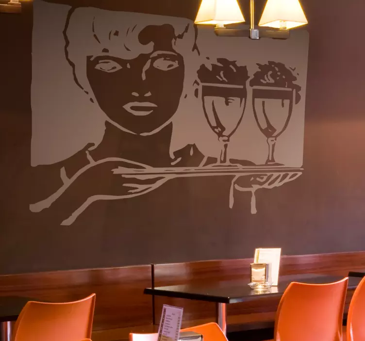 αυτοκόλλητο τοίχου σερβιτόρα εστιατορίου - TenStickers