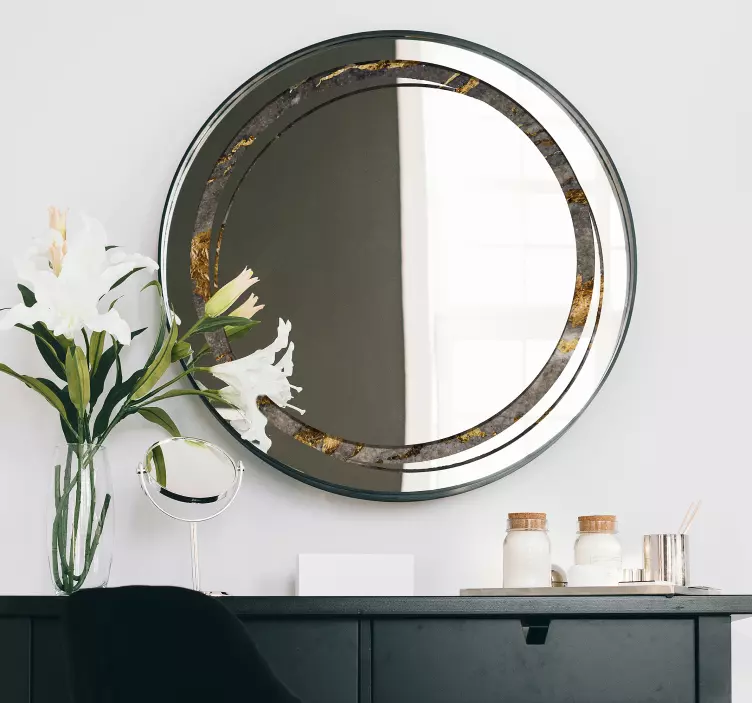 αυτοκόλλητο στρογγυλό καθρέφτη πέτρα υφή καθρέφτη - TenStickers