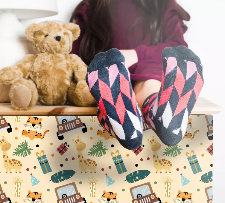 ζώα σαφάρι με αυτοκίνητο, αυτοκόλλητα δώρου - TenStickers