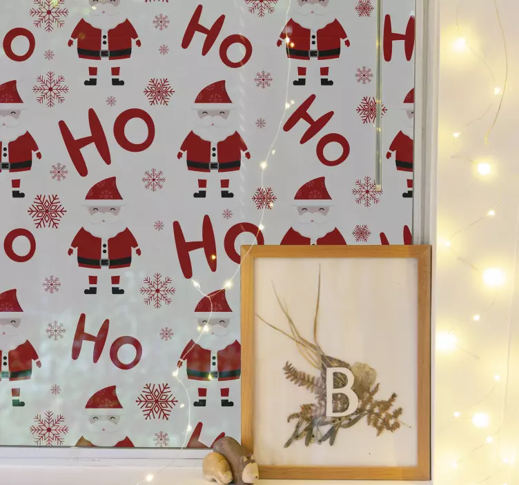 Αυτοκόλλητο με τον Άγιο Βασίλη και το παράθυρο μοτίβου hohoho - TenStickers