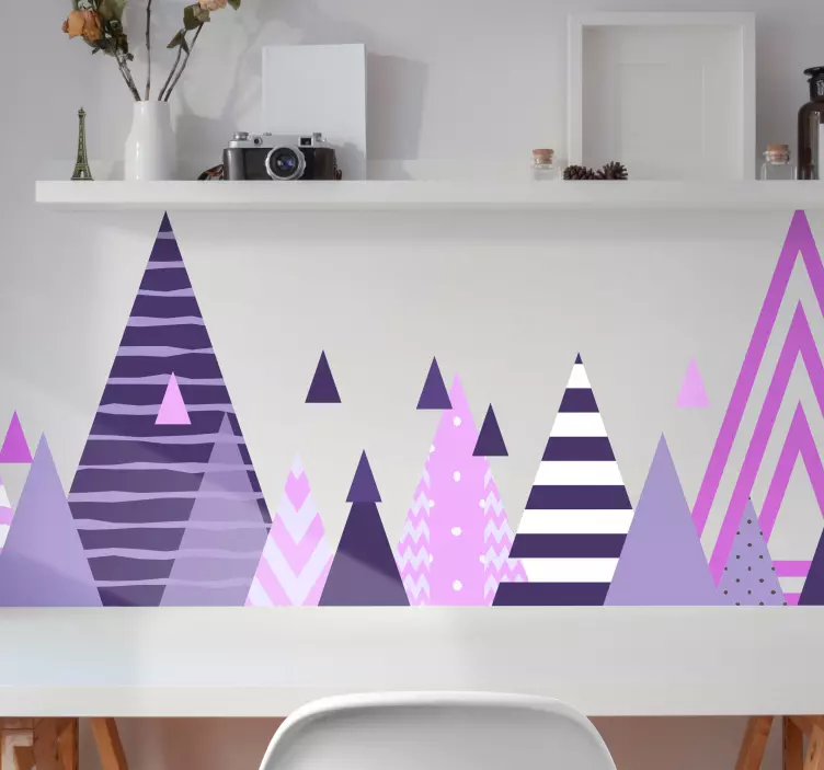 αυτοκόλλητο τοίχο σκανδιναβικά βουνά μωβ - TenStickers